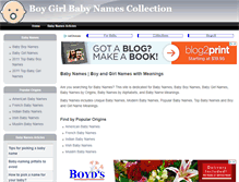 Tablet Screenshot of boygirlnames.com